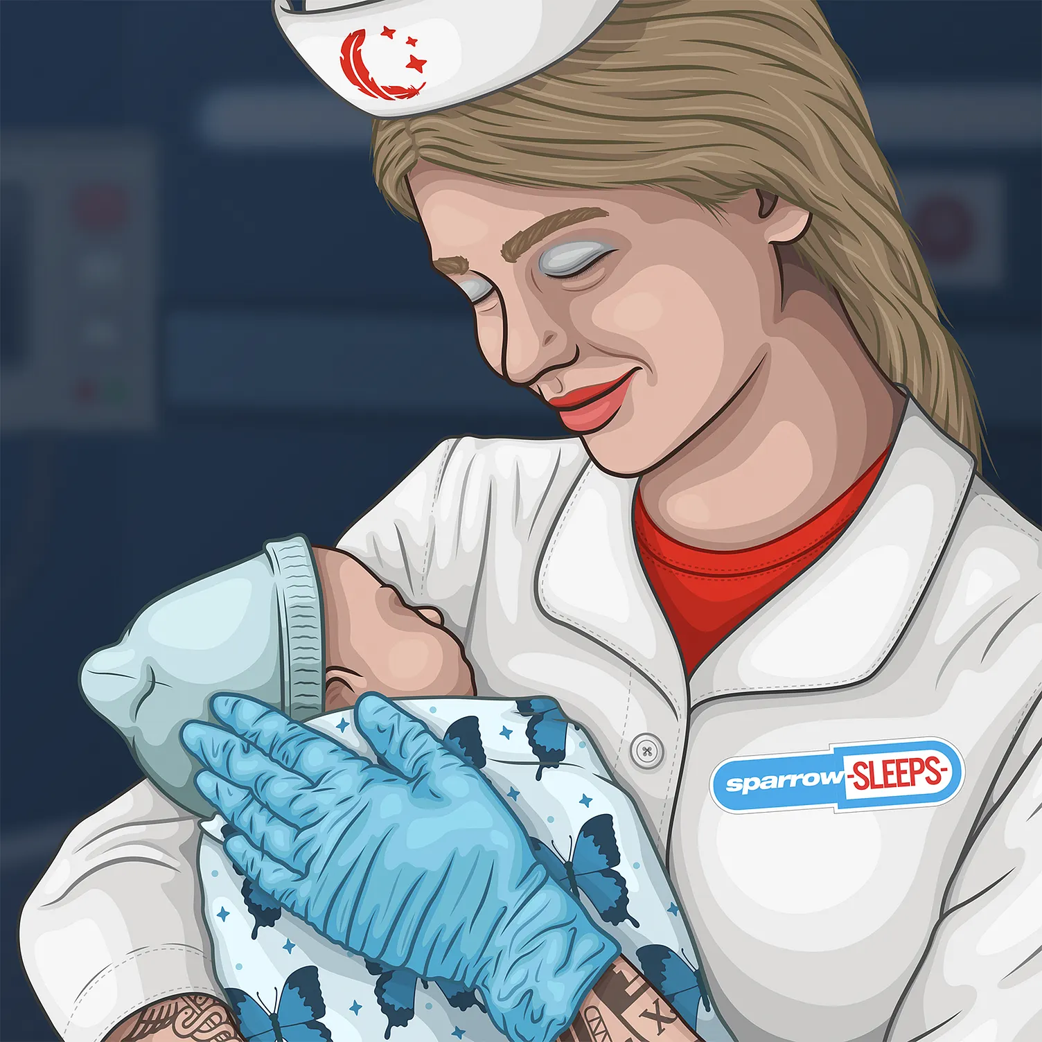 Sparrow Sleeps nurse-themed album cover illustration