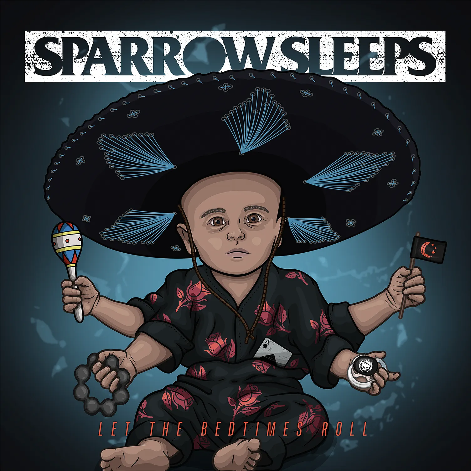 Sparrow Sleeps "Let the Bedtimes Roll" album cover illustration