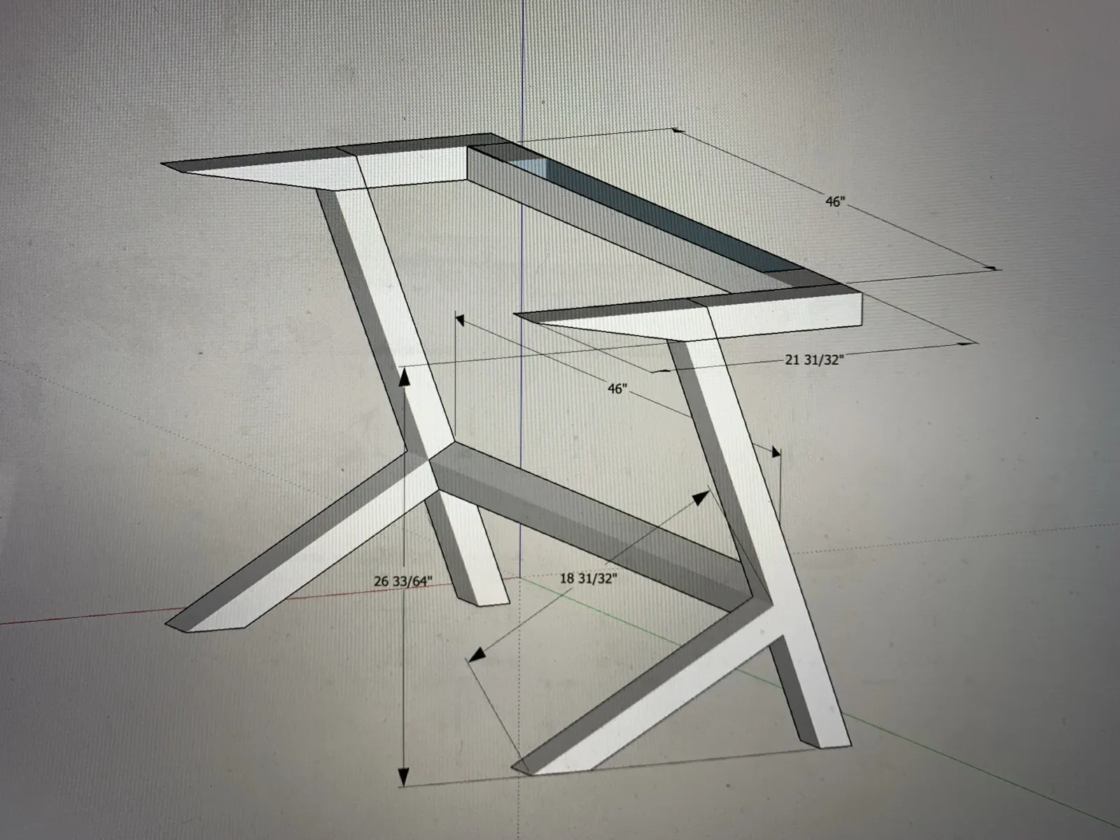 3D design sketch for a steel table base